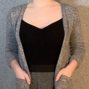 grey cardigan